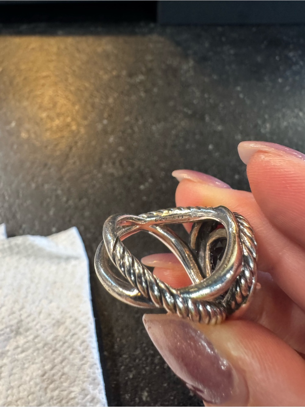 David Yurman Sterling Silver Black Onyx Ring - Picture 4 of 4